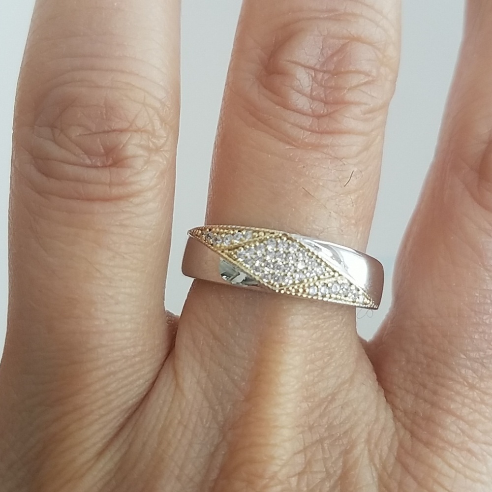 Mens 6mm Wedding Band CZ Ring size 9 - Picture 2 of 7